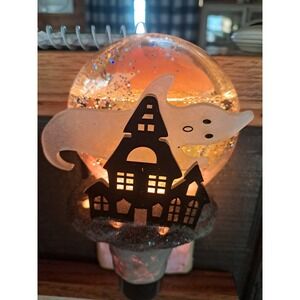 Vtg Halloween Haunted House Ghost Snow Globe Night Light Cover 4.5" J16